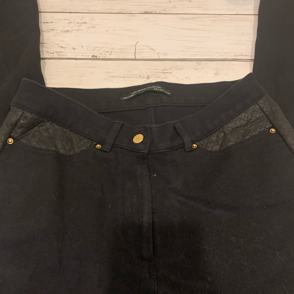 Zara black jeggings leggings with zipper medium - Picture 3 of 9